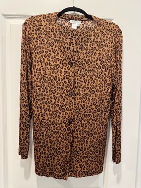 Coldwater Creek Leopard Print Button Cardigan and Tank in Brown & Black